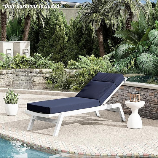 Chaise Lounge Cushion for Outdoor Furniture, Waterproof Fade and Tear Resistant Lounge Deck Chair Cushions for Patio Lawn Pool Resort Hotel