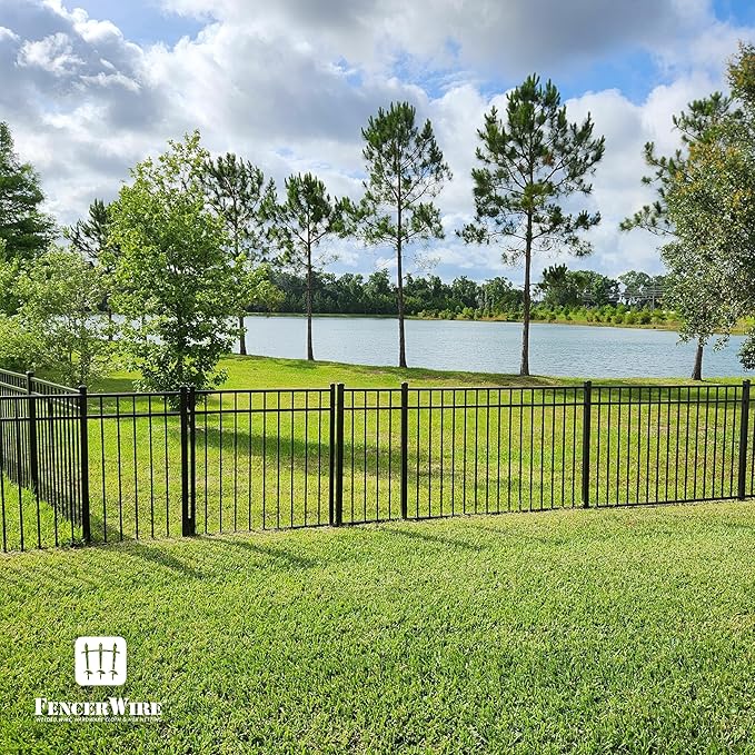 Fencer Wire Heavy Duty Pinnacle Fence Gate, 4FT Height x 4FT Width Outdoor Fence Gate, Outdoor Anti-Rust Metal Steel Gate for Fencing Barrier, Decorative Garden Gate with Gate Lock