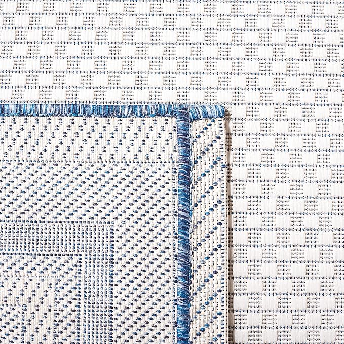 SAFAVIEH Washable Rug Outdoor Courtyard Collection - 2'3" x 6'7" Runner, Ivory & Navy, Non-Shedding & Easy Cleaning, Ideal for Patio, Entryway, Mudroom, Hallway, Kitchen (CY8475-53412)