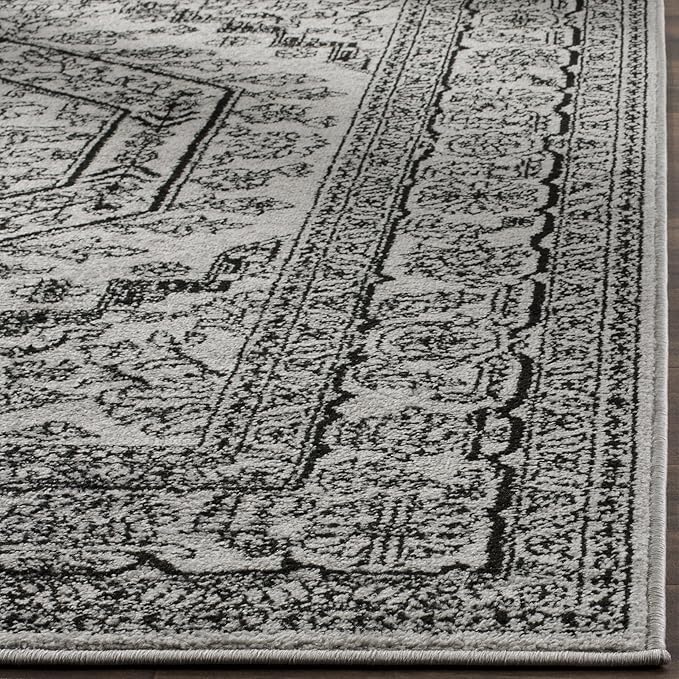 SAFAVIEH Adirondack Collection Runner Rug - 2'6" x 14', Silver & Black, Oriental Medallion Design, Non-Shedding & Easy Care, Ideal for High Traffic Areas in Living Room, Bedroom (ADR108A)