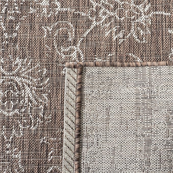 SAFAVIEH Washable Rug Outdoor Courtyard Collection - 2' x 3'7", Brown & Ivory, Non-Shedding & Easy Cleaning, Ideal for Patio, Front Door, Entryway, Doormat (CY8680-36321)