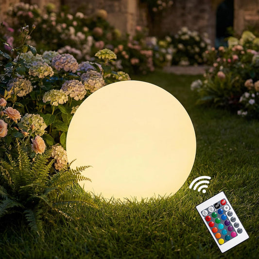 12 Inch Solar Ball Light, Solar Rechargeable Globe Light,16 RGB Colors and Dimmable Globe Light with Remote,Decor for Patio,Garden,Yard,Beach,Pathway,Party Decorative Lighting