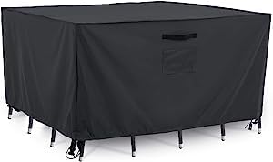 Tempera Outdoor Dining Set Cover for Outside Table and Chairs, Square Patio Table Covers for Outdoor Furniture, Anti-Fading, Windproof, 48''L x 48''W x 27.8''H, Grey