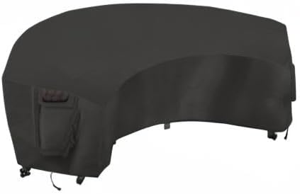 OutdoorLines Waterproof Curved Outdoor Sectional Cover - UV Resistant Windproof Patio Sectional Sofa Covers for Deck, Lawn and Backyard, Heavy Duty Furniture Covers (190Lx36Dx39Hx128FL, Black)