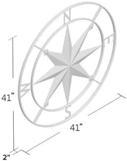 Nightclawing Nautical Metal Compass Wall Décor, Indoor/Outdoor Décor,41" Red