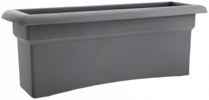 Bloem Veranda 26" Charcoal Deck Box Planter with Optional Knock-Out Drainage Holes