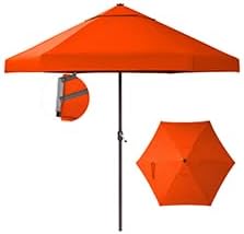 CROWN SHADES 9 Ft Patio Umbrella with Auto-Tilt & Olefin Fabric - Patented 90° Edge Connection Wind Resistant, Outdoor Umbrella for Table, Pool, Beach, Effortless Crank System