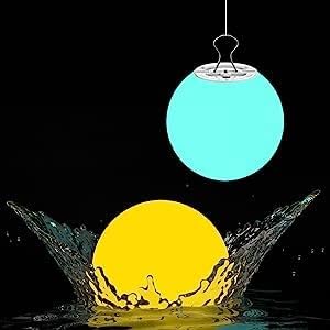 LOFTEK LED Night Light Ball, 8-inch Dimmable Globe Light with Remote（1P）+6-inch LED Portable Dimmable Floating Pool Lights Ball, Cordless with Remote, 16 RGB Colors & 4 Modes (1 P)