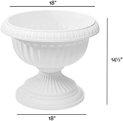 Grecian Urn Planter, White, 18-Inch