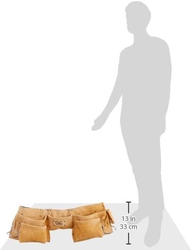 Custom LeathercraftI427X Heavy Duty Contractor-Grade Suede Leather Work Apron, 2 Steel Hammer Loops, 12 Pockets, Tan , Brown