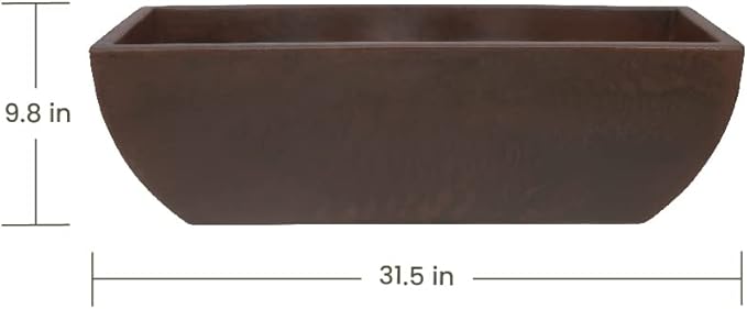 31.5" Wide Planter | Eco-Friendly Large Planter for Indoor or Outdoor Deck/Porch | Durable All-Weather Use Modern Pot for Shrubs, Flowers, Plants - Brown