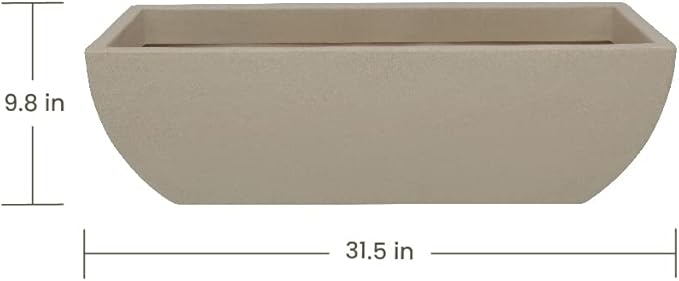 31.5" Wide Planter | Eco-Friendly Large Planter for Indoor or Outdoor Deck/Porch | Durable All-Weather Use Modern Pot for Shrubs, Flowers, Plants - Sand Granite