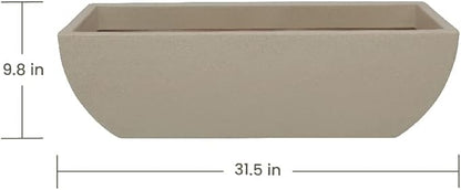 31.5" Wide Planter | Eco-Friendly Large Planter for Indoor or Outdoor Deck/Porch | Durable All-Weather Use Modern Pot for Shrubs, Flowers, Plants - Sand Granite