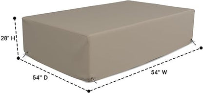 Covers & All Patio Sectional Sofa Set Cover 160 GSM PVC Emboss Fabric Outdoor Furniture Table and Chair Set Cover with Drawstring for Snug Fit (54" W x 54D x 28" H, Beige)
