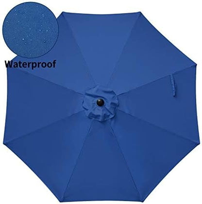 Simple Deluxe 9FT Outdoor Patio Umbrella UV-Protection Table Umbrella with Push Button 8 Ribs Tilt/Crank Waterproof Market Umbrella for Garden, Backyard, Pool, Deck, Blue