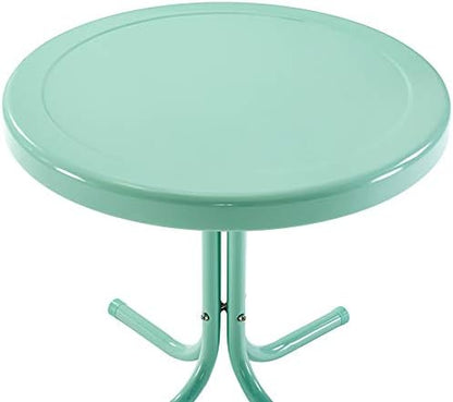 Crosley Furniture Griffith Weather Resistant Retro Metal Outdoor Side Table for Patio, Deck, Porch, Aqua