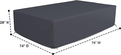 Covers & All Patio Sectional Sofa Set Cover 160 GSM PVC Emboss Fabric Outdoor Furniture Table and Chair Set Cover with Drawstring for Snug Fit (74" W x 74" D x 28" H, Grey)