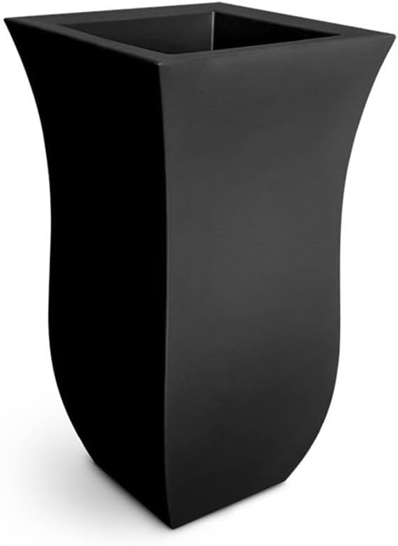 Pemberly Row Polyethylene Resin 30" Tall Tulip Planter in Black
