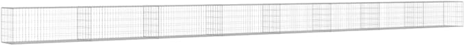 Galvanized Steel Gabion Wall with Covers, Gabion Mesh Wire Wall Panel Galvanized Steel Garden Stone Wire Basket Fencing Patio Decorative Fence, 354"x19.7"x19.7",-186