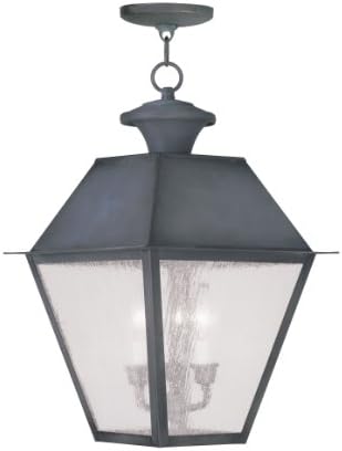 Livex Lighting 2170-61 Mansfield 3-Light Outdoor Hanging Lantern, Charcoal