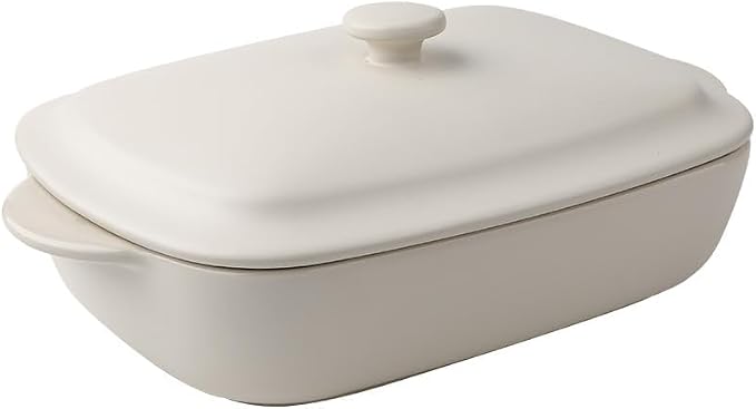 Ceramic Casserole Dish with Lid,33oz Covered Rectangular Baking Dish with Lid,Deep Casserole Cookware Bakeware,Oven Safe and Dishwash Safe