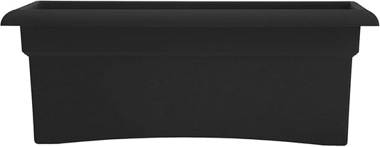 Bloem Veranda 26" Black Deck Box Planter with Optional Knock-Out Drainage Holes