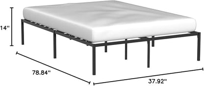 Linenspa Heavy Duty Metal Platform Bed Frame - No Box Spring Needed - Underbed Storage - Simple Toolless Assembly - 14” High - Sturdy - Steel Slats - Sleek Modern Design - Twin XL Size
