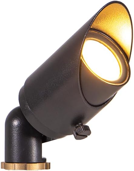 VOLT Top Dog Scotty 12V Cast Brass Mini Outdoor Spotlight (Black) with 4W 2700K Warm White 350 Lumen MR11 LED Bulb for Low Voltage Landscape Lighting of Yard, Lawn, Garden, Patio, Trees & House