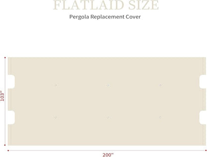 Pergola Canopy Replacement Cover for Lowe's Allen + Roth 10x10 Ft Freestanding Pergola, 200" x 103" Shade Cover, Compatible with Model #L-PG152PST-B,Cover Only (Beige)