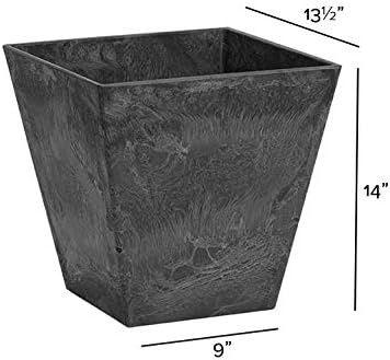 Root & Vessel 35148, Black, Ella Square Planter, 14-Inch