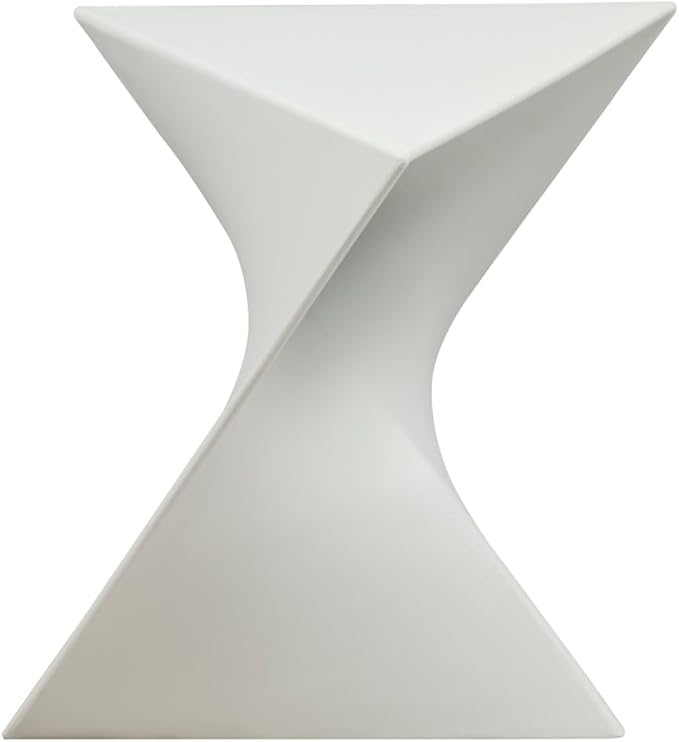 LeisureMod 15.75" Stackable Weather-Resistant Plastic Triangular Side Table - Accent End Table for Indoor & Outdoor Use (White, Set of 4)