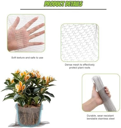 8 Pcs 20 * 18in Pot Drainage Root Protection Mesh Bag, Plant Flower Pot Anti-Leak Soil Net Cover with Gardening Gloves Indoor Outdoor Potted Plant Supplies