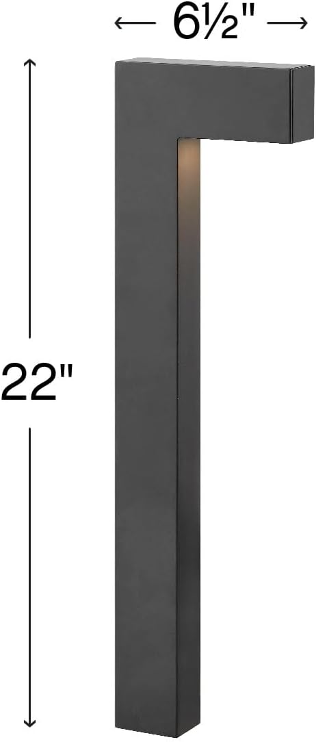 Hinkley Atlantis 1518SK-LL Large LED Low Voltage 2700K Landscape Pathway Light - 12v, Dimmable, Aluminum, Safe for Wet Conditions - Satin Black Finish with Etched Glass Lens