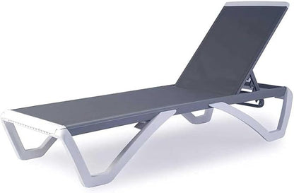 Kozyard Outdoor Chaise Lounge Chair, Fully Flat Adjustable Patio Lounger with Aluminum Frame & Resin Legs, Textilene Fabric for Poolside, Backyard & Beach (Gray)