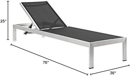 Modway Shore Outdoor Patio Aluminum Chaise Lounge Chair with Cushions, Silver Turquoise