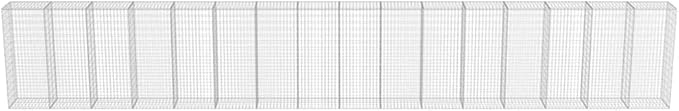 Galvanized Steel Gabion Wall with Covers, Gabion Mesh Wire Wall Panel Galvanized Steel Garden Stone Wire Basket Fencing Patio Decorative Fence, 354"x19.7"x59",-188