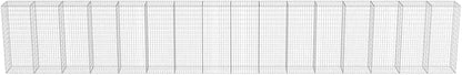 Galvanized Steel Gabion Wall with Covers, Gabion Mesh Wire Wall Panel Galvanized Steel Garden Stone Wire Basket Fencing Patio Decorative Fence, 354"x19.7"x59",-188