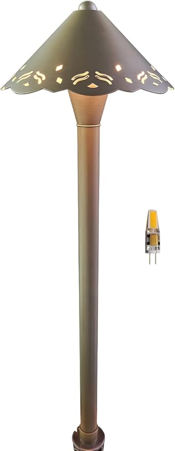 MALORY Low Voltage Pathway Lights 1-Pack with G4 Bulb, (23''H) Brass LED Landscape Path Light, 9-17V AC/DC Outdoor Driveway Lights with 2W 2700K Integrated LED Chips for Yard Lawn(P04)