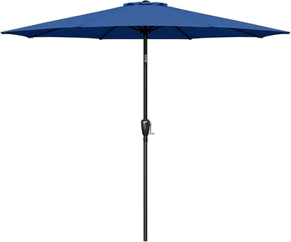 Simple Deluxe 9' Patio Umbrella Outdoor Table Market Yard Umbrella with Push Button Tilt/Crank, 8 Sturdy Ribs for Garden, Deck, Backyard, Pool, Blue