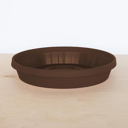 Bloem Terra Resin Saucer Tray: 9.25" Bottom Width - Chocolate Brown - Matte, Durable, Ribbed Bottom, Indoor and Outdoor, Fits 12" Terra Pots
