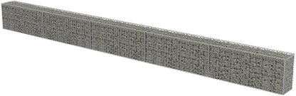 Galvanized Steel Gabion Wall with Covers, Gabion Mesh Wire Wall Panel Galvanized Steel Garden Stone Wire Basket Fencing Patio Decorative Fence, 236"x11.8"x19.7",-183