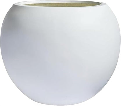 17 H x 21" Dia (15" Pot Opening) White Round Fiberstone Planter with Drainage Hole, Indoor/Outdoor Large Plant Pot for Home Patio Garden, Ideal for Large Plants