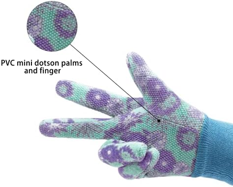 HANDLANDY 4 Pairs Women Garden Gloves, Cotton Ladies Soft Jersey Gardening Gloves with PVC Dots, Floral Yard Work Gloves