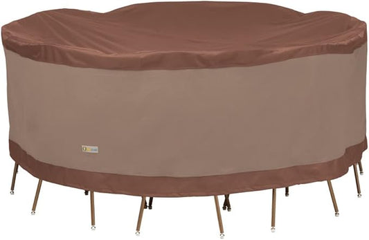 DUCKCOVERS Ultimate Water-Resistant 96 Inch Round Patio Table & Chair Set Cover, Outdoor Table Cover