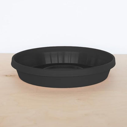 Bloem Terra Resin Saucer Tray: 9.25" Bottom Width - Black - Matte, Durable, Ribbed Bottom, Indoor and Outdoor, Fits 12" Terra Pots