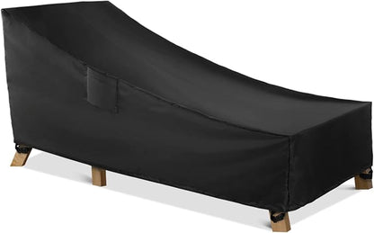 WLEAFJ Patio Chaise Lounge Cover Waterproof, Heavy Duty Outdoor Lounge Chair Covers, Black Durable Patio Furniture Covers, 78L x 34W x 32H inch