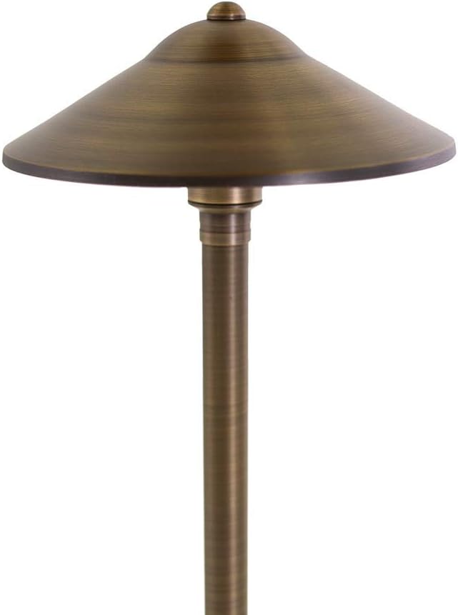 VOLT Max Spread 12V Solid Cast Brass Path Light (25" Tall, 9" Shade) for Low Voltage Landscape Lighting on Outdoor Pathway, Walkway, Garden, Driveway or Patio