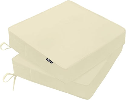 PatioGlow Outdoor Chair Cushions 17 x 16 x 2 Inch, Waterproof & Fade Resistant Patio Seat Cushion for Furniture with Handle and Ties, Thick Seating Pads for Outside Sofa Couch Set of 2, Yellow