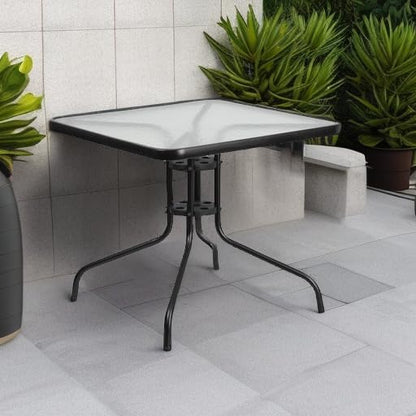 Flash Furniture Barker 31.5" Square Indoor/Outdoor Tempered Glass Metal Frame Side Table