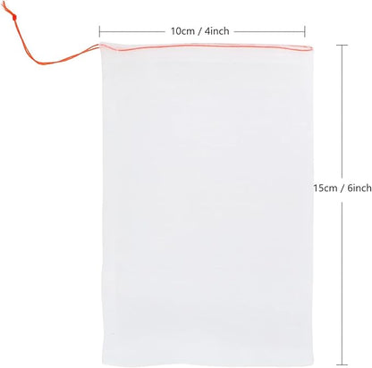 Kikhope 100Pcs Fruit Protection Bags, 6"x4" Garden Netting Bags with Drawstring, Fruit Netting Bags, Netting Barrier Bags for Protecting Fruits and Vegetables